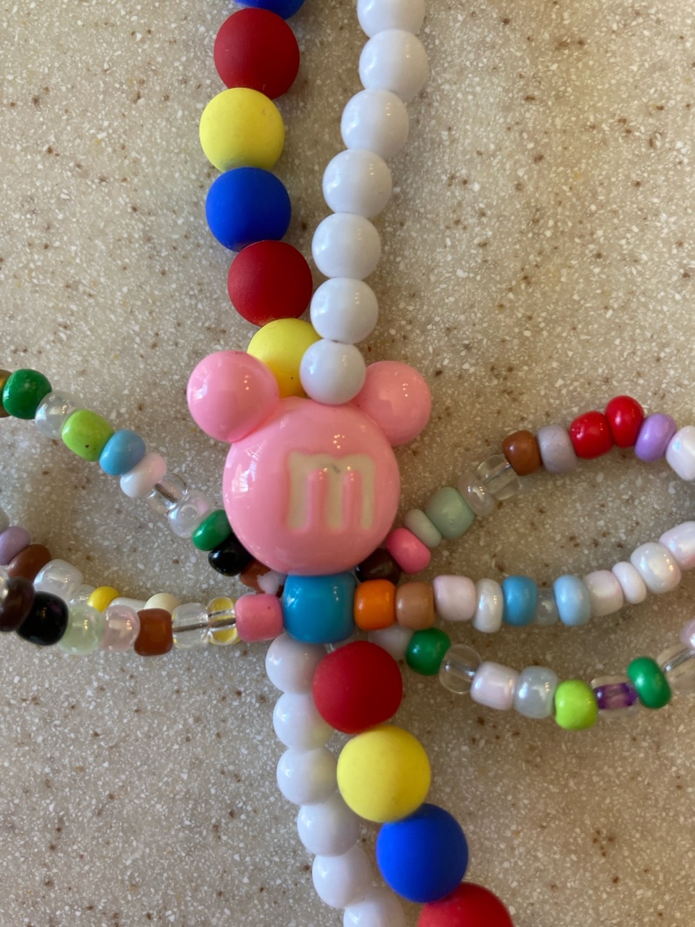 Hello Kitty White Plush Head Bag Charm with Red Bow and Multicolor Beads - Picture 5 of 9